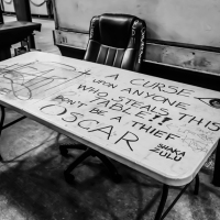A Curse Upon Anyone Who Steals This Table, French Market by Night, New Orleans, August 10, 2014